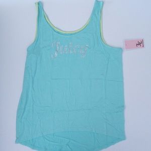 Juicy Couture Sleeveless Crystal Hi Lo Bling Logo Tank Top